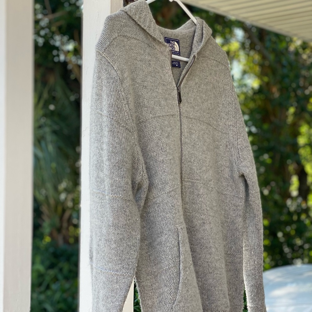 The North Face Men’s Wool Hooded Zip Up Sweater - Size Medium